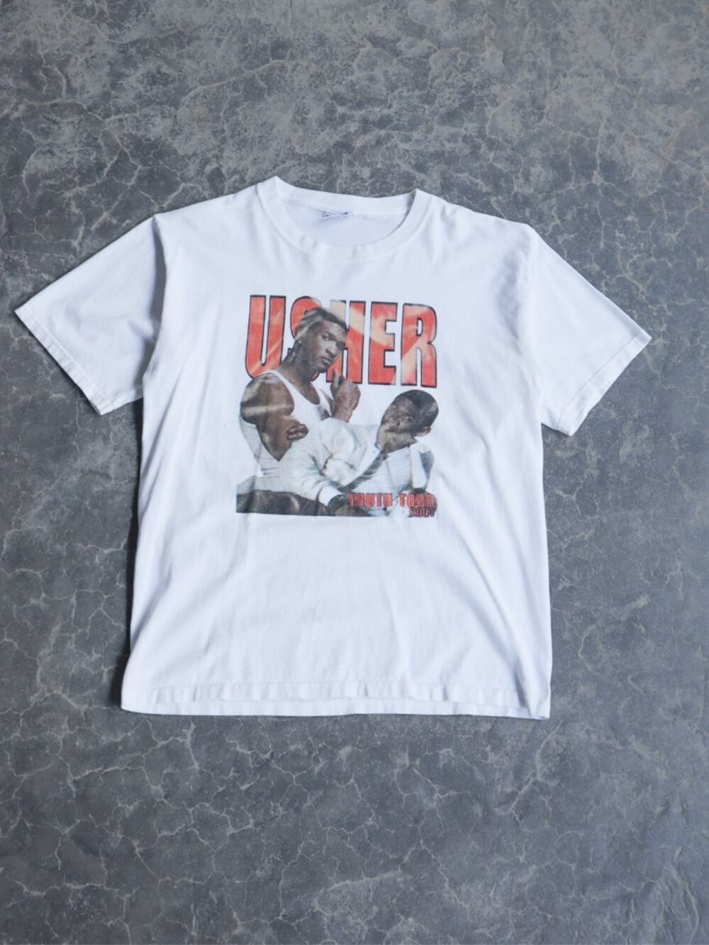 Vintage 2004 Usher Truth Tour Kanye West Archive White Rap R&B Tee - L